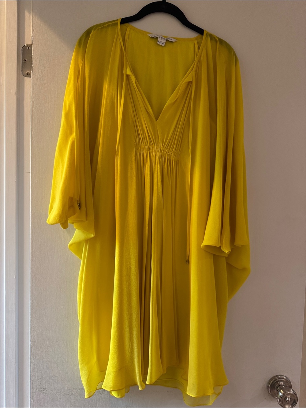 Diane Von Furstenberg Bright Yellow V-Neck Midi Dress